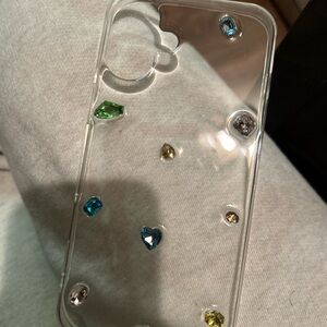 Gray and Green Phone Case with Decorative Elements